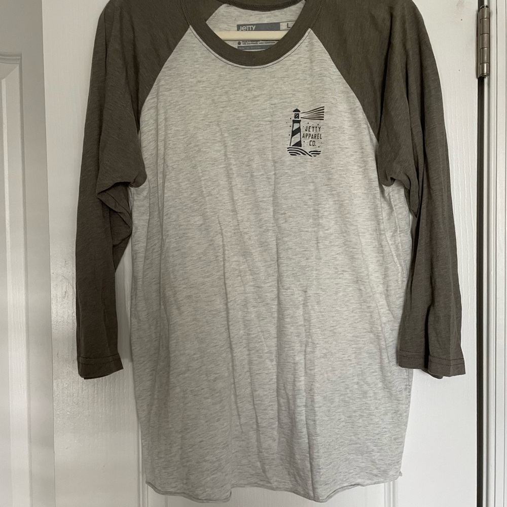 Jetty Gray and Brown Baseball Long Sleeve Tee